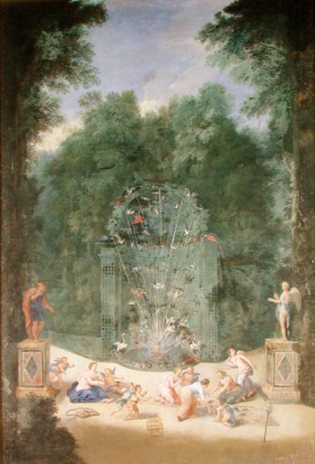 The Groves of Versailles: View of the Entrance to the Maze with Birds, Nymphs and Cherubs od Jean the Younger Cotelle