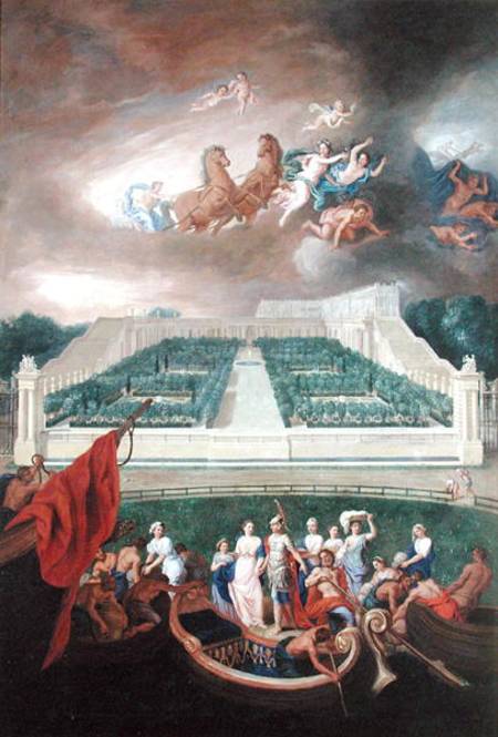 View of the Orangerie and the Chateau de Versailles with the Abduction of Helen od Jean the Younger Cotelle
