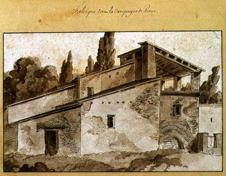 Factory in the Countryside Around Rome (pen & ink with sepia wash on paper) od Jean Thomas Thibault