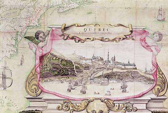Cartouche of Quebec from ''Carte de l''Amerique Septentrionale'' od Jean Baptiste Louis Franquelin