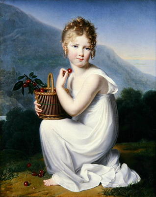 Young Girl Eating Cherries (oil on canvas) od Jeanne-Elisabeth Chaudet