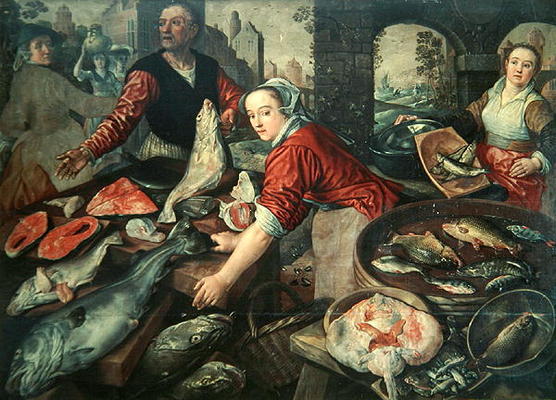 The Fish Market (oil on canvas) od Joachim Bueckelaer