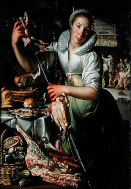The Kitchen Maid (with Christ od Joachim Wtewael or Utewael