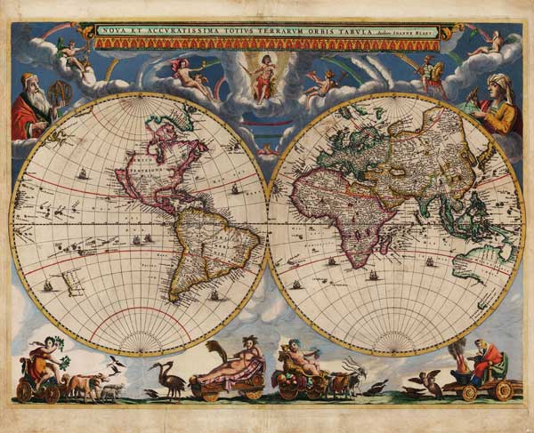 Double hemisphere map of the World od Joan Blaeu