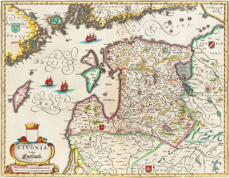 Livonia Map, Vulgo Lyefland, Atlas Maior od Joan Blaeu