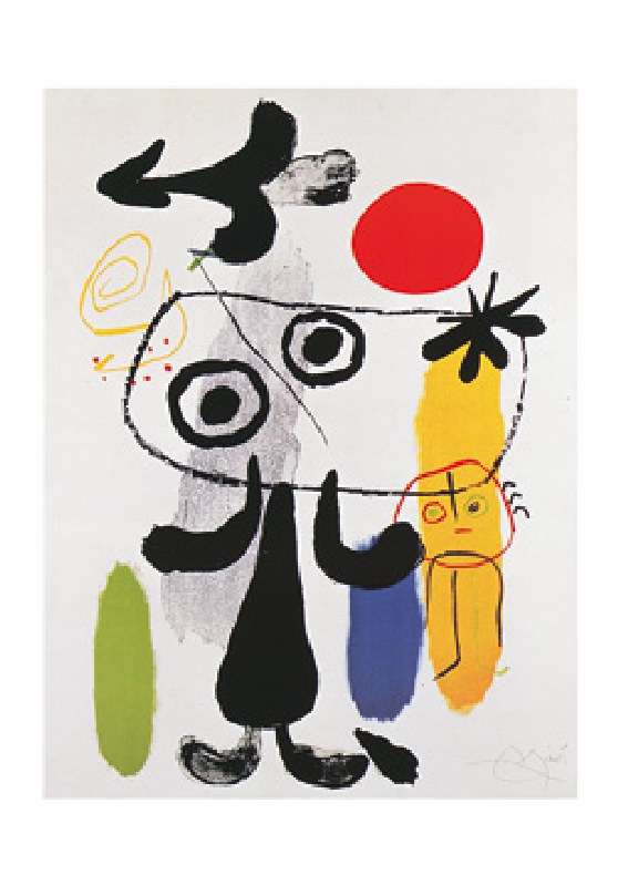 Figur gegen rote Sonne II  - (JM-853) od Joan Miró