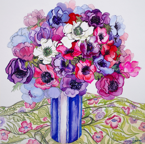 Anemones in a Striped Pot od Joan  Thewsey