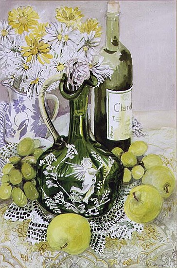 Carafe with Apples, Grapes and Lace (w/c)  od Joan  Thewsey