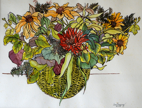 Rudbeckia with foliage in a basket od Joan  Thewsey