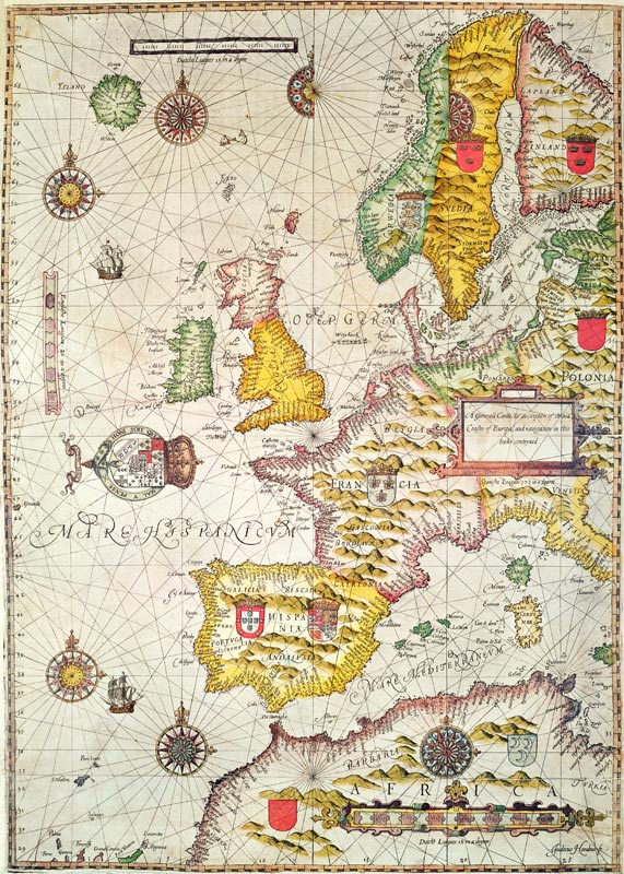 A Generall carde, and description of the sea coastes of Europe, and navigation in this book conteyne od Jodocus Hondius