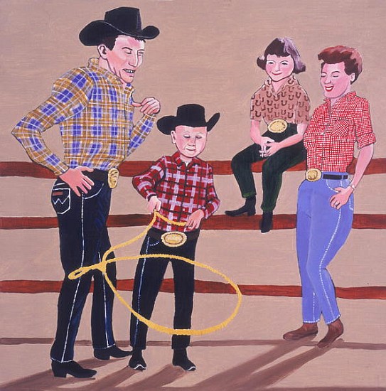 Cowboy Family, 2001 (oil & acrylic on panel)  od Joe Heaps  Nelson