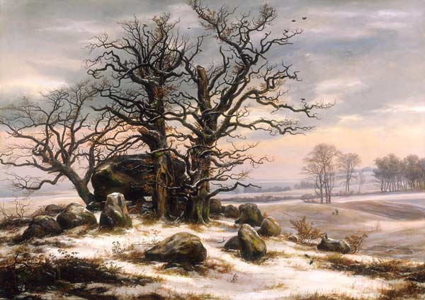 Megalithic grave in winter od Johan Christian Clausen Dahl