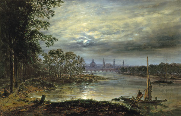 View of Dresden in moonlight od Johan Christian Clausen Dahl