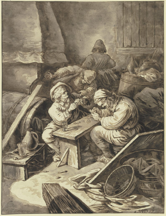 Kartenspielende Bauern in einer Schenke od Johann Albrecht Dietzsch