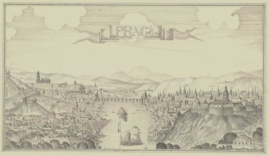 Ansicht von Prag mit der Moldau od Johann Baptist Reiser