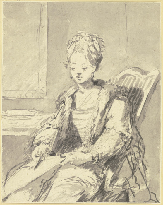Dame, auf einem Stuhl sitzend od Johann Emanuel Goebel