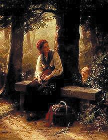 Mother with child in the woods. od Johann Georg Meyer von Bremen