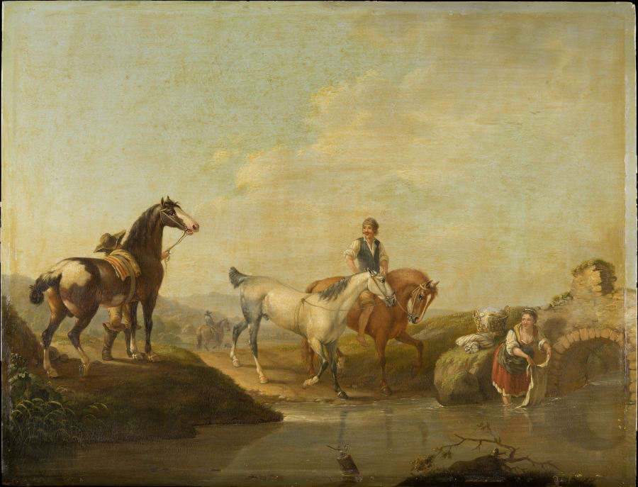 A Groom Leading two Horses to the Water od Johann Georg Pforr