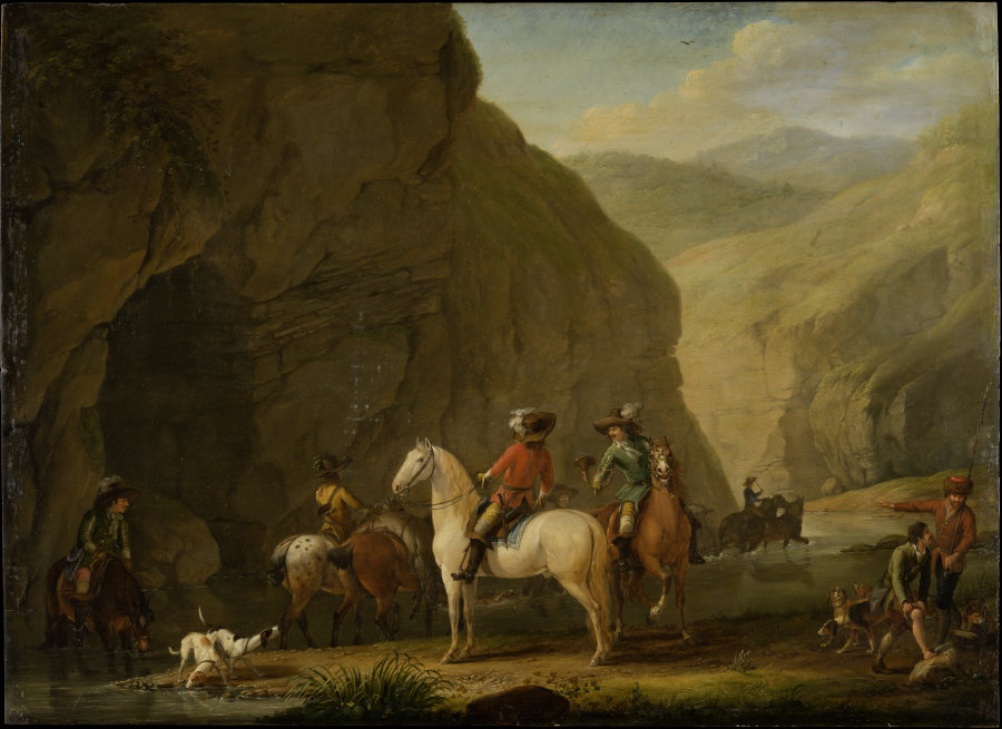 Mountain Landscape with a Hunting Party od Johann Georg Pforr
