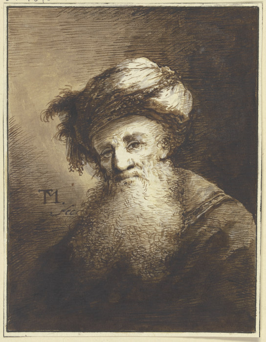 Bärtiger Mann mit einem Turban od Johann Georg Trautmann
