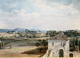 View of the villa Poniatowski against the villa Borghese and the Sabiner mountain od Johann Georg von Dillis
