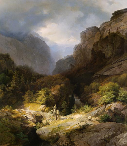 An Alpine Landscape in a Storm od Johann Gottfried Steffan