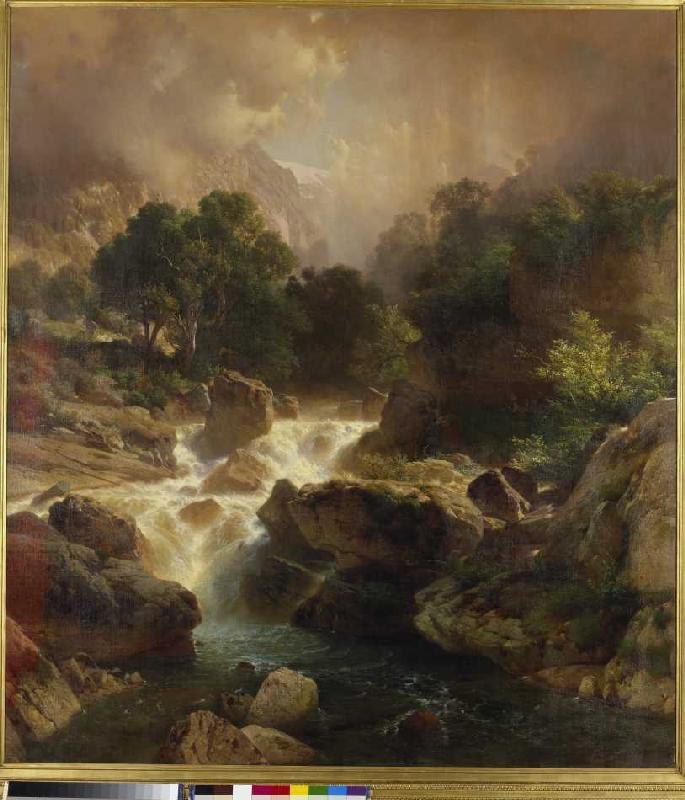 Landscape with waterfall od Johann Gottfried Steffan