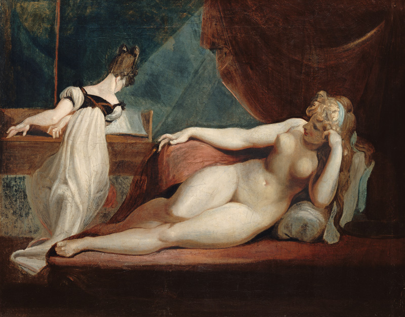 Naked listening to girls, a piano-player. od Johann Heinrich Füssli