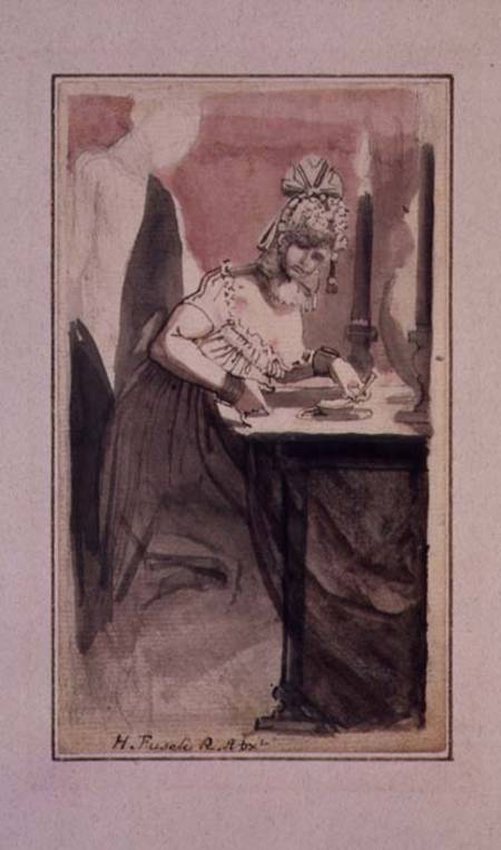 A Courtesan at her Dressing Table (pen & ink and watercolour on paper) od Johann Heinrich Füssli