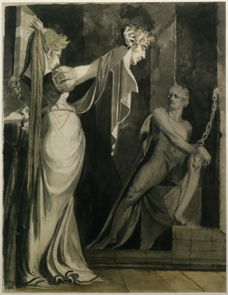 Kriemhild holds Gunthers Head od Johann Heinrich Füssli