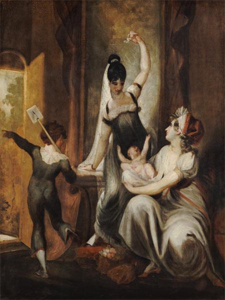 A mother with her children in the country