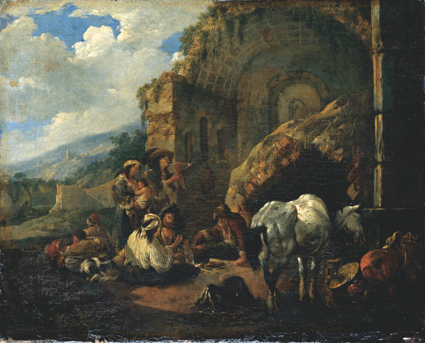 Gypsy Camp in a Roman Ruin od Johann Heinrich Roos