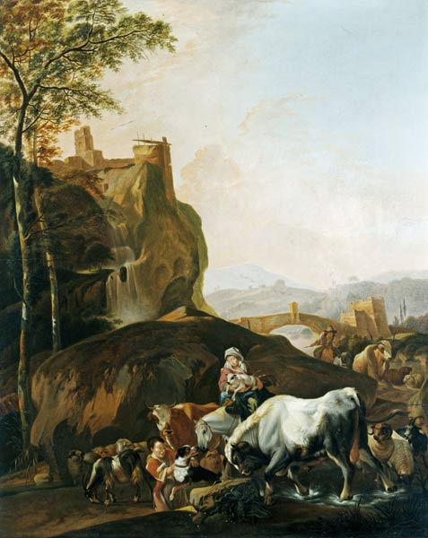 Landschaft in Morgenstimmung od Johann Heinrich Roos