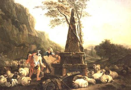 The Meeting of Jacob and Rachel at the Well od Johann Heinrich Roos