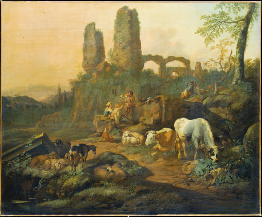 Shepherd Family Resting near an Ancient Ruin od Johann Heinrich Roos