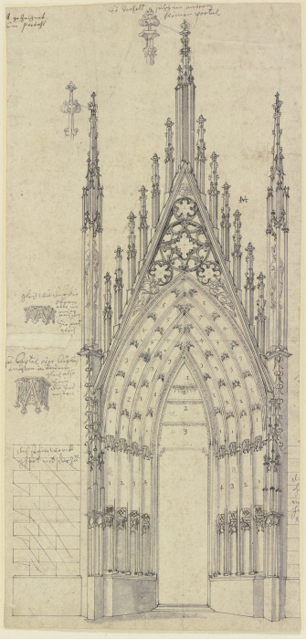 Das nördliche Seitenportal der Westfassade des Straßburger Münsters od Johann Jakob Arhardt