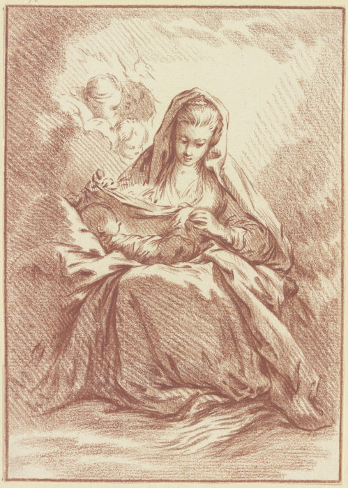 Madonna mit dem Kind auf dem Schoß und drei Engelsköpfchen od Johann Ludwig Ernst Morgenstern