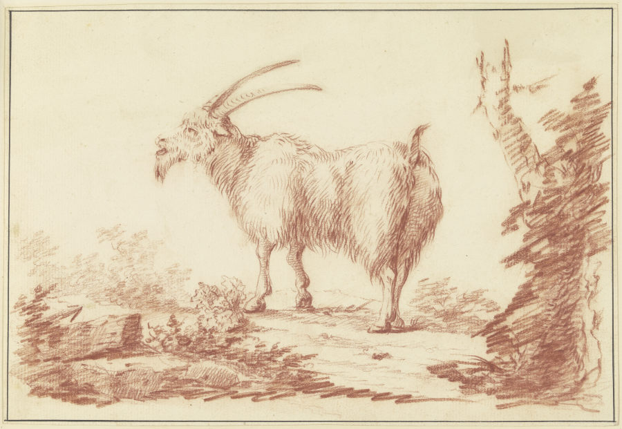 A goat to the left od Johann Ludwig von Pfeiff