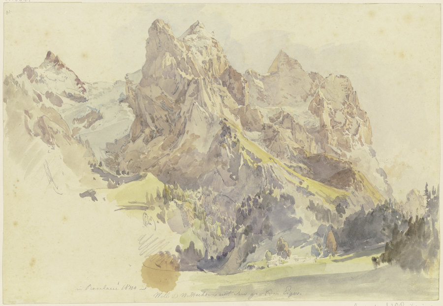 Blick von Rosenlaui auf das Wetterhorn und den Eiger od Johann Nepomuk Rauch