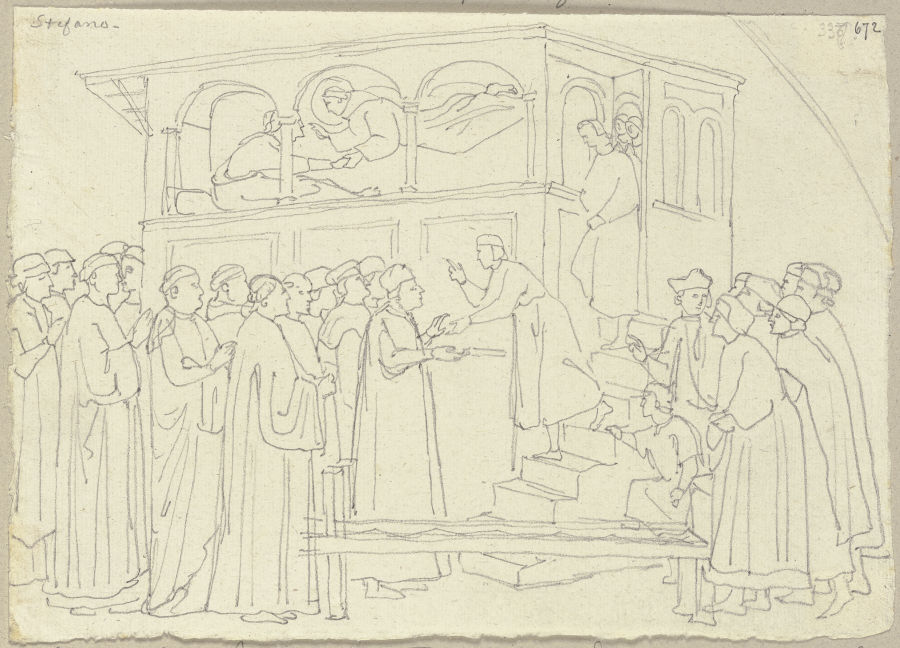 Der heilige Franz von Assisi erweckt ein totes Kind zum Leben od Johann Ramboux