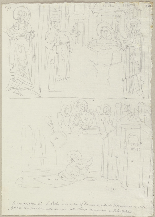 Die Bekehrung des Paulus, nach Fragmenten von Wandmalereien in einer zerstörten Basilika in den heut od Johann Ramboux