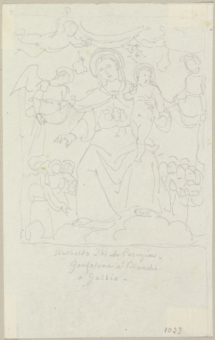Die Mantelmadonna, nach einer Gonfalone in der Confraternita a Bianche in Gubbio od Johann Ramboux