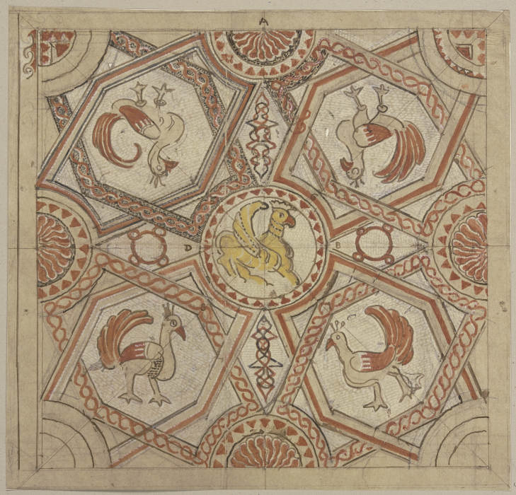 Die Nachzeichnung eines Mosaiks od Johann Ramboux