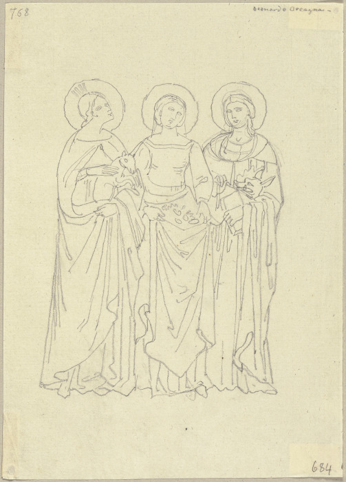 Drei Jungfrauen aus dem Paradiso des Nardo di Cione in der Strozzi-Kapelle in Santa Maria Novella in od Johann Ramboux