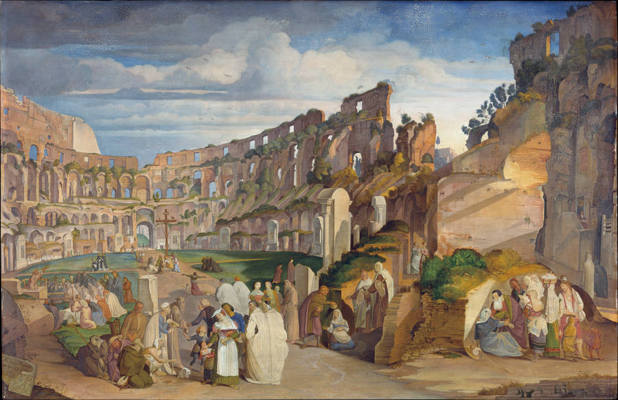 Capuchin Sermon at the Colosseum of Rome od Johann Ramboux