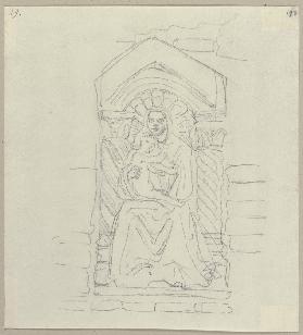 Madonnenbild in gebrannter Erde über der Eingangstüre des Hauses von Bramante
