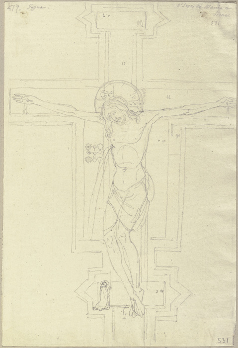 Nach einem Kruzifix aus Holz, in der Servitenkriche zu Siena, von Segna, dem Vater Duccios (?) od Johann Ramboux