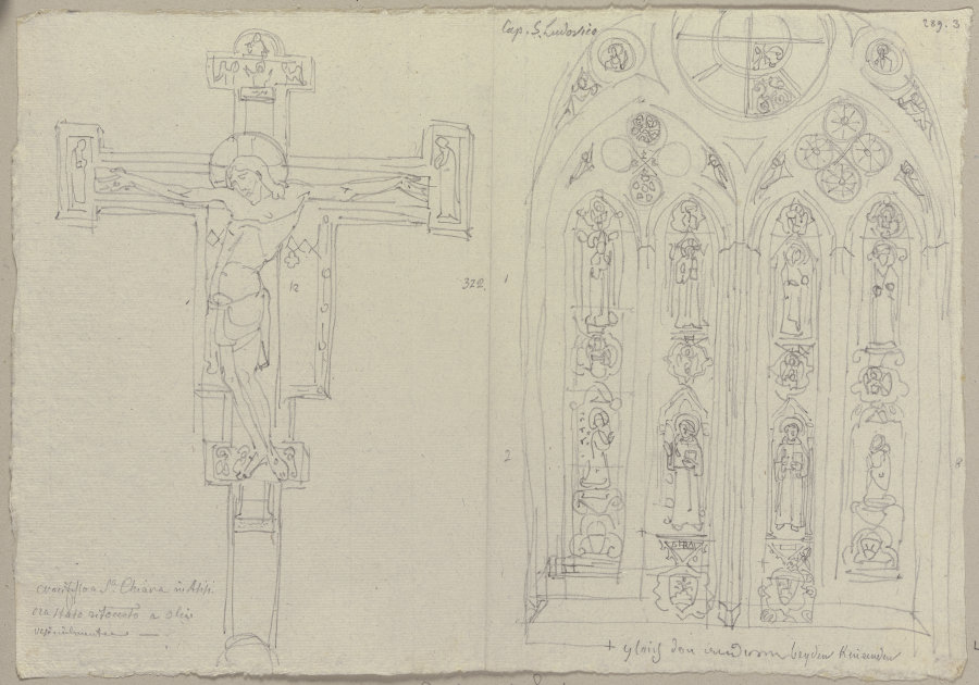 Nach einem Kruzifix in Santa Chiara sowie nach den Fenstern der Kapelle des heiligen Ludwigs in San  od Johann Ramboux