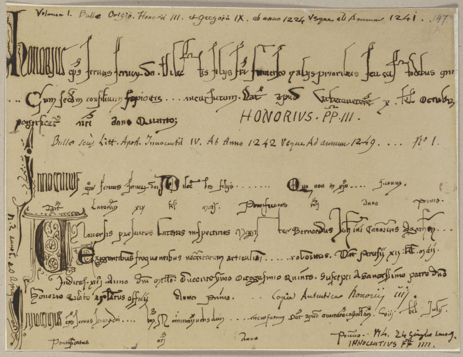 Nachschrift einer Urkunde aus dem 13. Jahrhundert od Johann Ramboux