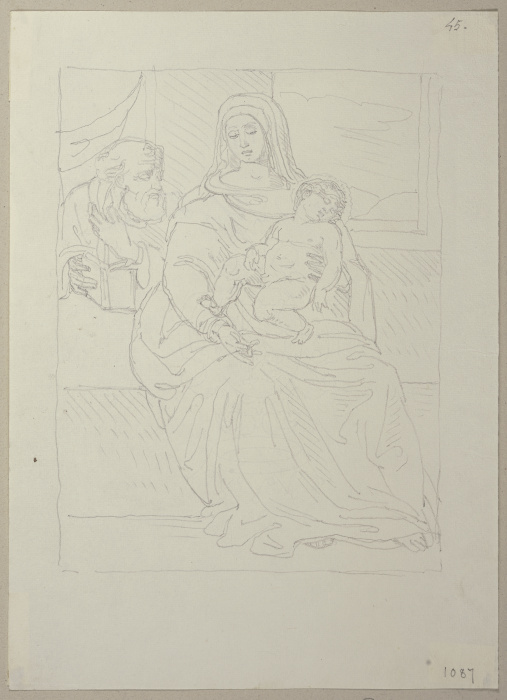 Thronende Maria mit dem Jesuskind, nach einem Gemälde in der Art des Sassoferrato in Privatbesitz in od Johann Ramboux